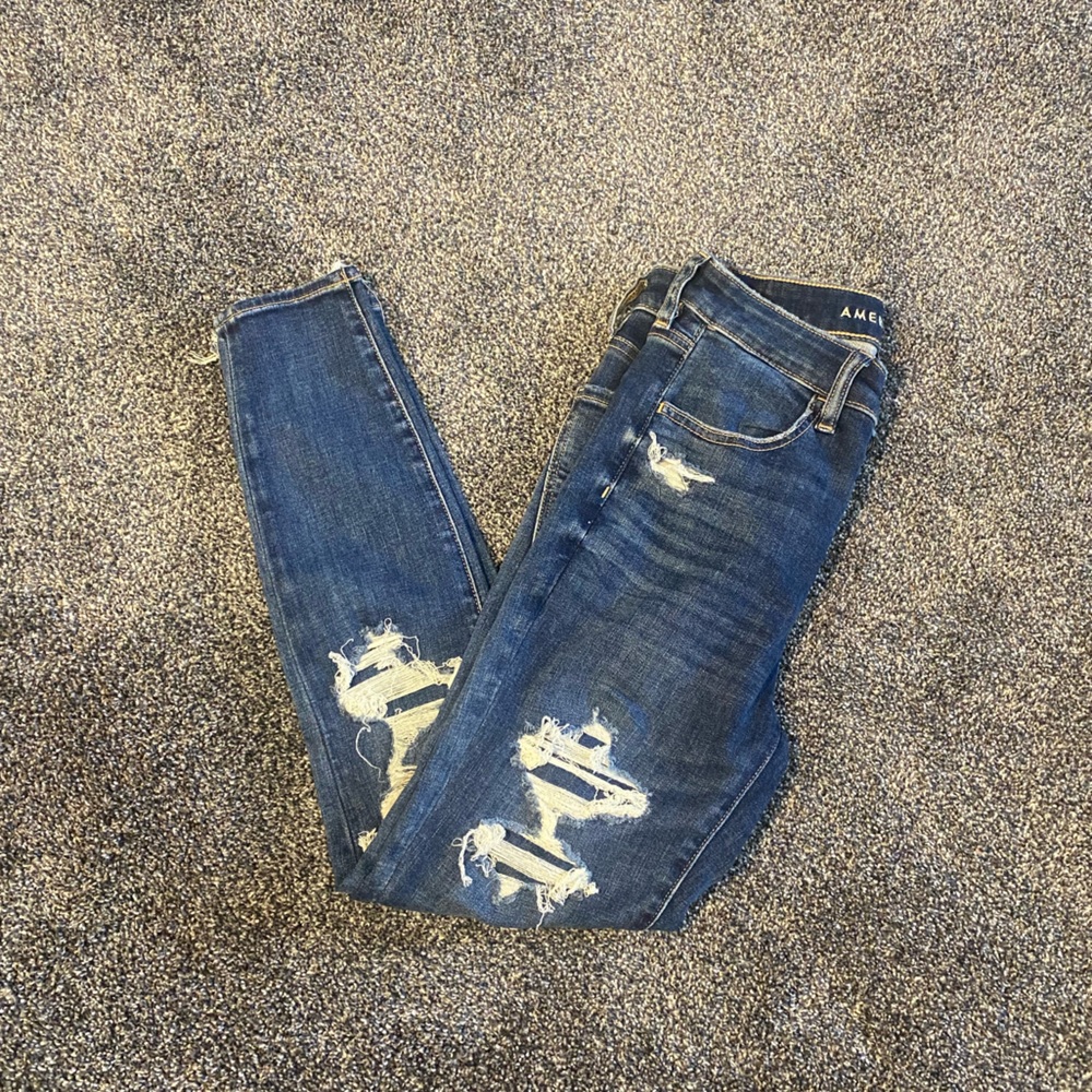 American Eagle Outfitters Blue Distressed Jeans